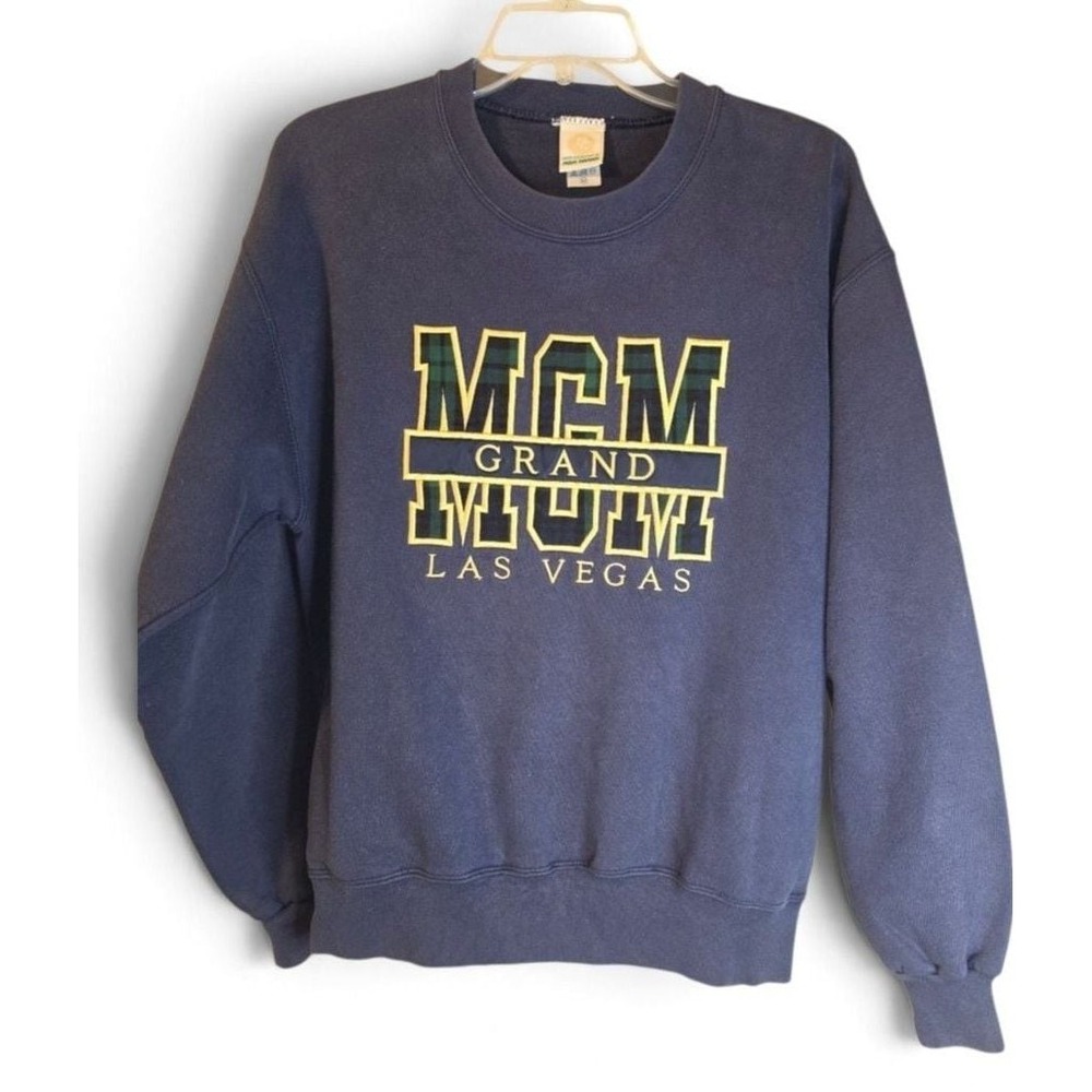 MGM Grand Las Vegas Vintage Crewneck Sweatshirt Blue Size M